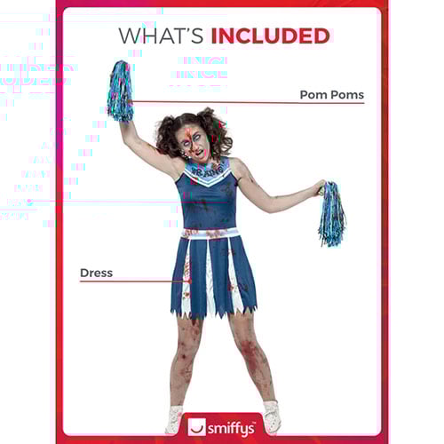 Zombie Cheerleader Girls Fancy Dress Costume Teens Extra Small Product Gallery Image