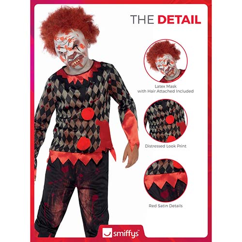 Zombie Clown Deluxe Fancy Dress Costume Kids Unisex Small - Age 4-6 Product Gallery Image