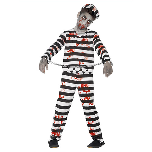 Zombie Convict Fancy Dress Costume Kids Unisex Medium - Age 7-9 Product Gallery Image