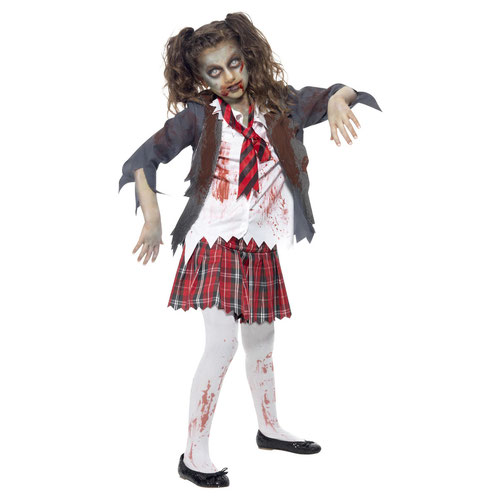 Zombie School Girl Fancy Dress Costume Kids Large - Age 10-12 Product Gallery Image