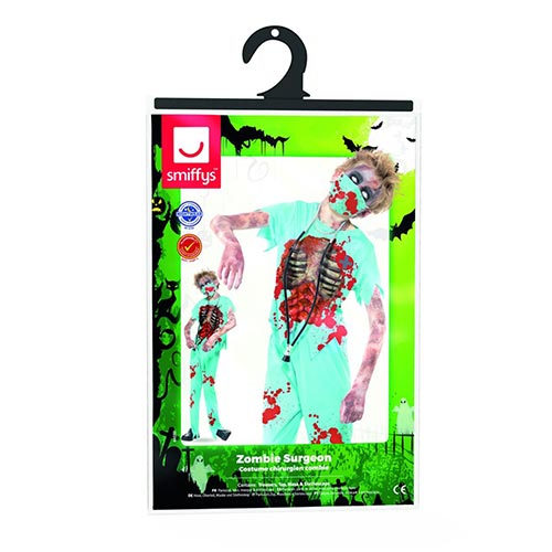 thumbnail image 2 of Unisex Bloody Surgeon Apron – Horror Fancy Dress Costume – White Flannel With Blood Splatter 2 of 5