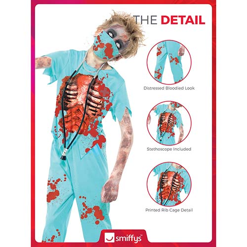 Zombie Surgeon Fancy Dress Costume Kids Unisex Medium - Age 7-9 Product Gallery Image