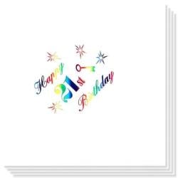 21st Birthday multi Coloured Foil Print 3 Ply Napkins - 13 Inches / 33cm - Pack of 15