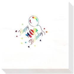 40th Birthday multi Coloured Foil Print 3 Ply Napkins - 13 Inches / 33cm - Pack of 15