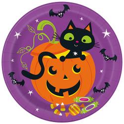 Halloween Party Plates Pumpkin Tablewear Cute Childs Kids Colourful x8 23cm