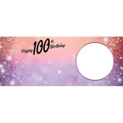 Happy 100th Birthday Sparkles Red Purple Design Small Personalised Banner – 4ft x 2ft