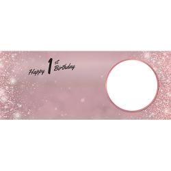 Happy 1st Birthday Rose Gold Sparkles Design Small Personalised Banner 4ft x 2ft