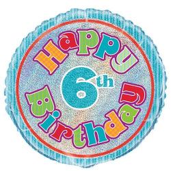 Happy 6th Birthday Foil Helium Balloon 46cm / 18 in