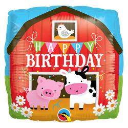 Farm Party Folienballon – 45,7 Cm, Mit 'Happy Birthday' & Tiermotiven, Für Helium | Geburtstagsdeko Bauernhof-Motto