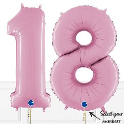 Inflated Pastel Pink Birthday Balloon Numbers Product Gallery Image