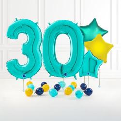 Inflated Turquoise Blue Birthday Balloon Numbers Product Gallery Image
