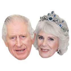 King Charles & Queen Camilla Cardboard Face Masks - Pack of 2