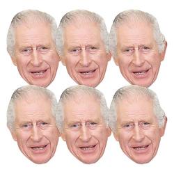 King Charles lll Cardboard Face Masks - Pack of 6