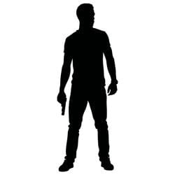 Man With Gun By Thigh Silhouette PVC Lifesize Poster 182cm