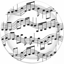 Musical Notes Round Paper Plates 23cm - Pack of 8