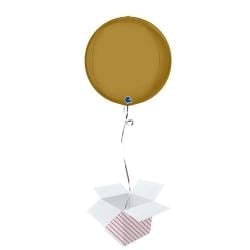 Satin Gold 4D Large Globe Foil Helium Balloon - Inflated Balloon in a Box