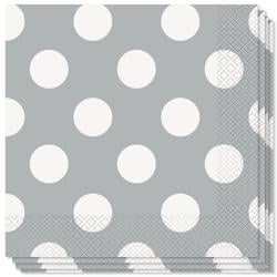 Silver Decorative Dots 2 Ply Luncheon Napkins - 33cm - Pack of 16