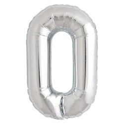 Silver Number 0 Helium Foil Giant Balloon 86cm / 34 in