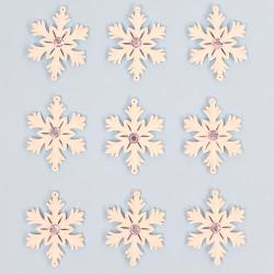 White Glittered Christmas Snowflakes Hanging Decorations - Pack of 9
