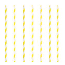 Yellow Striped Eco-Friendly Paper Straws - Pack of 10