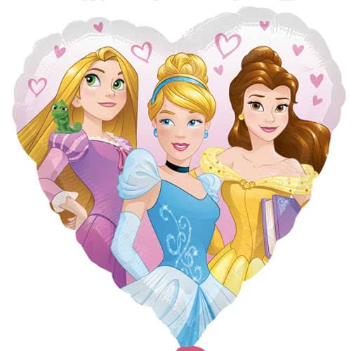 Disney Princesses Heart Shape Foil Helium Balloon 43cm / 17 in Product Gallery Image