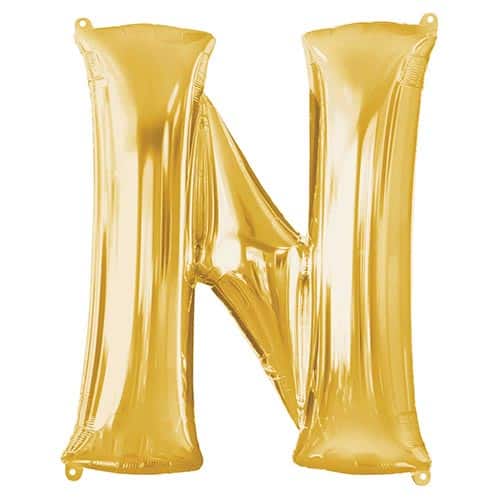 Gold Letter N Helium Foil Giant Balloon 81cm / 32 in Product Gallery Image