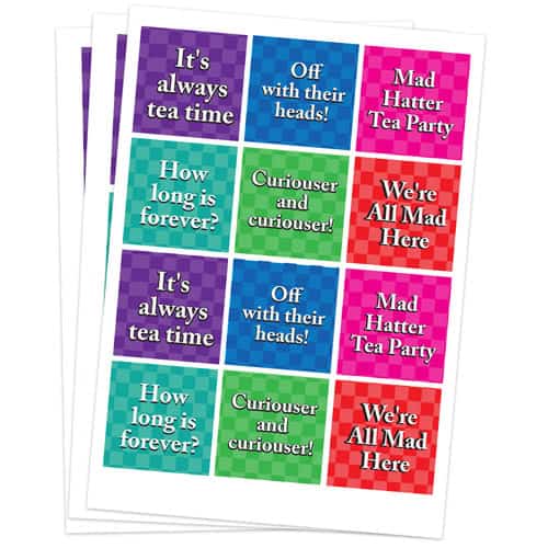 Alice In Wonderland 65mm Square Sticker Sheet of 12 Product Gallery Image