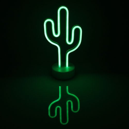 Cactus Shaped Neon Standing Light Centrepiece Table Decoration 30cm Product Gallery Image