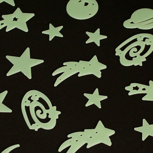 Assorted Glow In The Dark Stick On Galaxy Stars And Moon Plastic