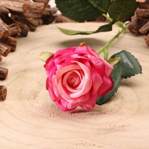 Fuschia Diamond Rose Artificial Silk Flower 40cm