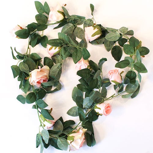 Light Pink Roses Artificial Silk Flowers Garland 175cm Product Gallery Image