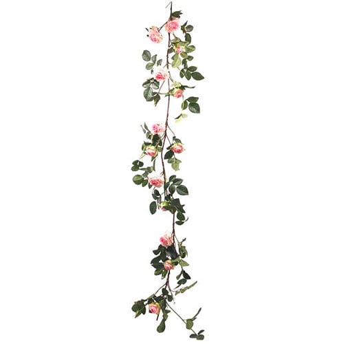 Luxury Artificial Flowers Garland With 13 Pink Rose Heads 160cm Product Gallery Image