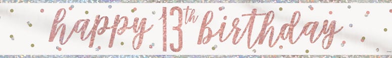 13th Birthday Rose Gold Foil Wall Banner | Shiny Party Decor For Teens - View #12