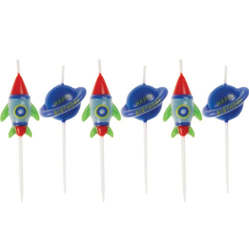 Outer Space Pick Birthday Candles - Pack of 6 Product Image