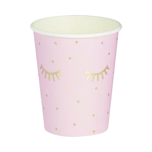 Pamper Party Gold Foiled Sleepy Eyes Paper Cups 260ml - Pack of 8 Product Gallery Image