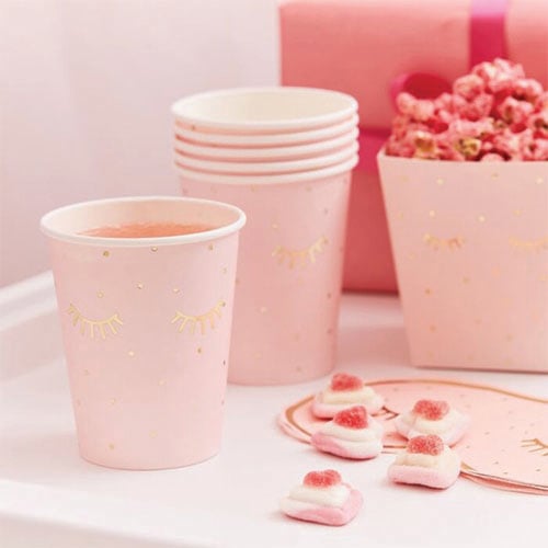 Pamper Party Gold Foiled Sleepy Eyes Paper Cups 260ml - Pack of 8