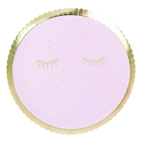 Pamper Party Gold Foiled Sleepy Eyes Round Paper Plates 24cm - Pack of 8 Product Gallery Image