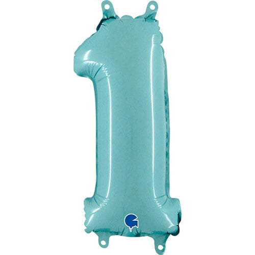 Number 1 Pastel Blue Air Fill Foil Balloon 35cm / 14 in Product Image