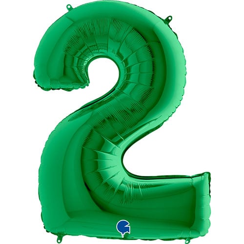 Green Number 2 Helium Foil Giant Balloon 102cm / 40 in Product Image