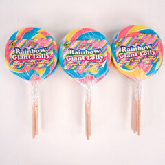 Pastel Rainbow Giant Candy Lolly Sweets 110 Grams - Pack of 12