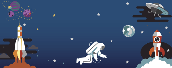Outer Space Rockets Scene Design Small Personalised Banner 4ft X 2ft Partyrama
