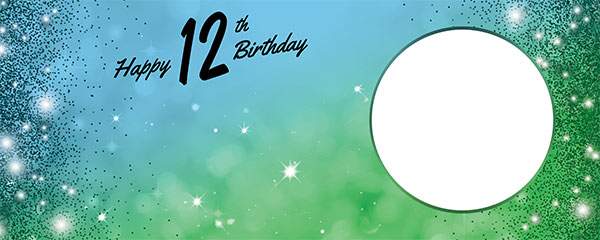 Happy 12th Birthday Sparkles Blue Green Design Small Personalised ...
