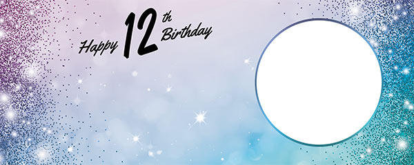 Happy 12th Birthday Sparkles Blue Pink Design Small Personalised Banner ...