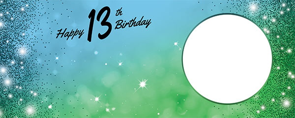 Happy 13th Birthday Sparkles Blue Green Design Medium Personalised ...