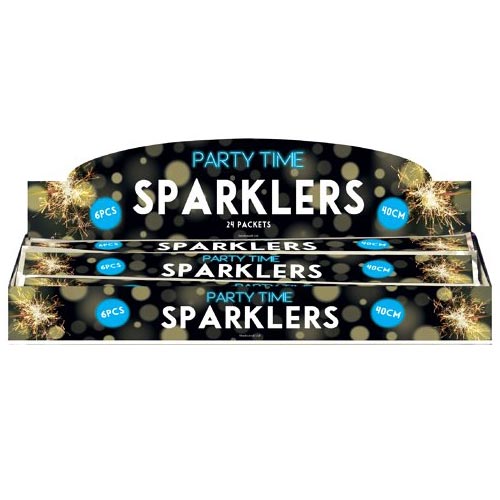 144 Hand Held Sparklers - 40cm - ( 24 Packs of 6 ) | Partyrama