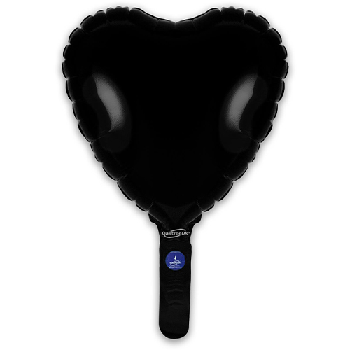 Black Heart Air Fill Foil Balloon 23cm / 9 in - Pack of 5 | Partyrama