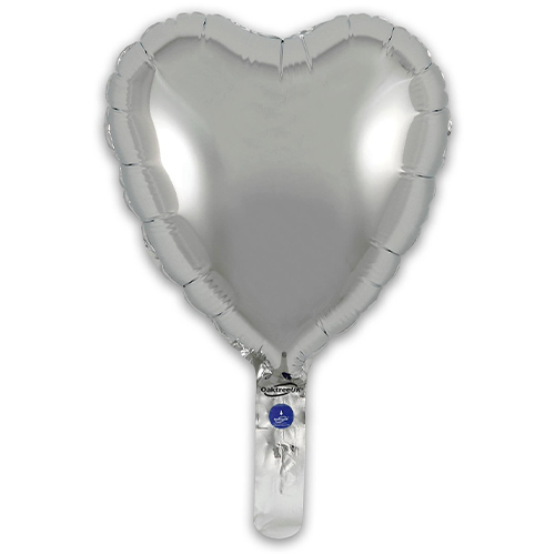 Silver Heart Air Fill Foil Balloon 23cm / 9 in - Pack of 5 | Partyrama