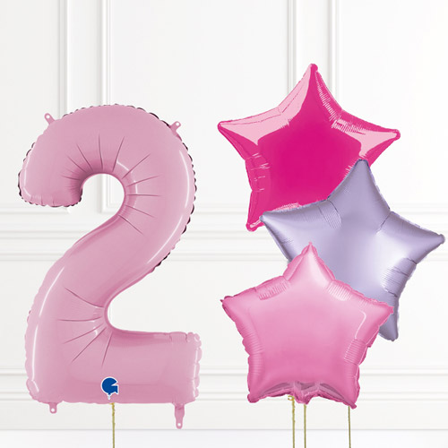 Inflated Pastel Pink Birthday Balloon Numbers Product Image