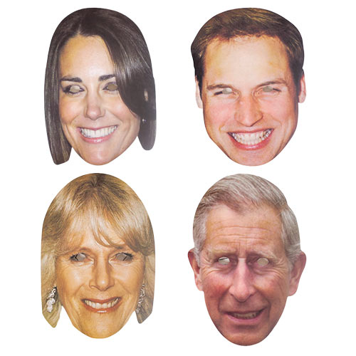 Royal Family Economy Cardboard Face Masks - Pack of 4 | Partyrama