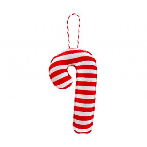 Christmas Red & White Candy Cane Fabric Hanging Tree Decoration 12cm ...